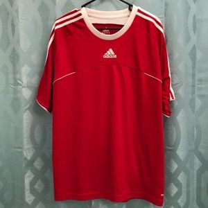 Adidas men’s red and white short sleeve tee shirt